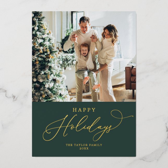 Carte De Vœux En Aluminium Rustic Gold Foil Joyeux Noël (Recto)