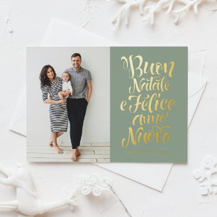 Carte De Vœux En Aluminium Sage Green Buon Natale Calligraphie