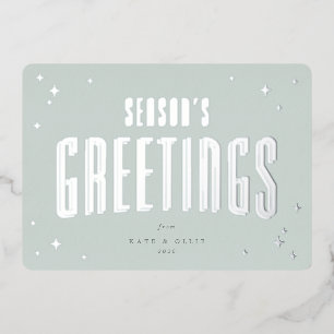 Carte De Vœux En Aluminium Saison verte pâle Greerings Retro Stars Flat