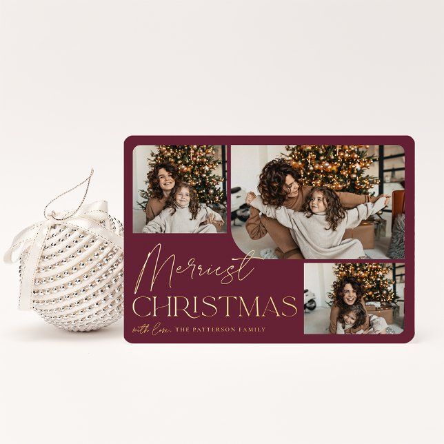 Carte De Vœux En Aluminium Salutation festive | Merriest Christmas 3 Photo (Créateur téléchargé)
