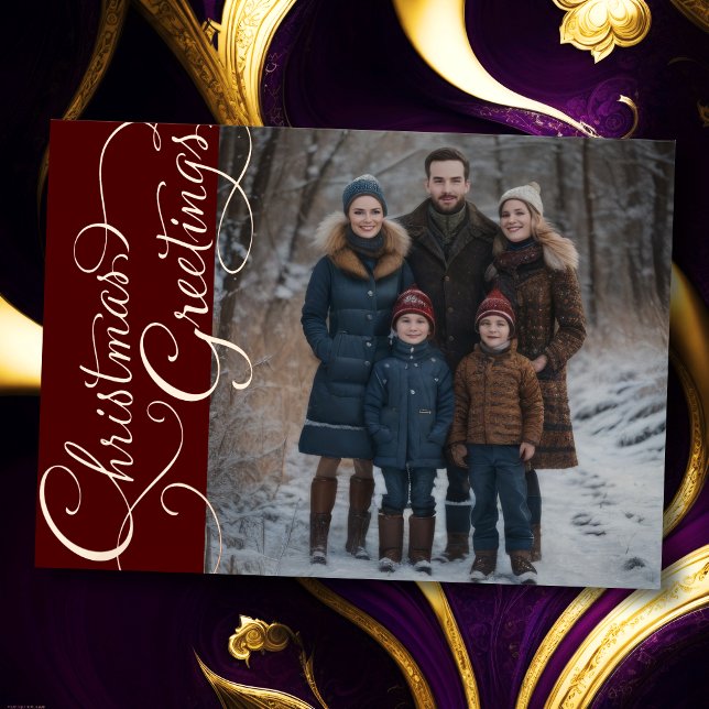Carte De Vœux En Aluminium Salutations de Noël et votre photo (Créateur téléchargé)