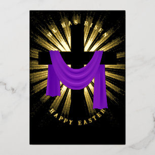Carte De Vœux En Aluminium Sash violet sur croix avec éclat doré