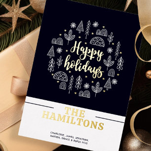 Carte De Vœux En Aluminium Scandinave Nordique Joyeuses Fêtes Personnalisé