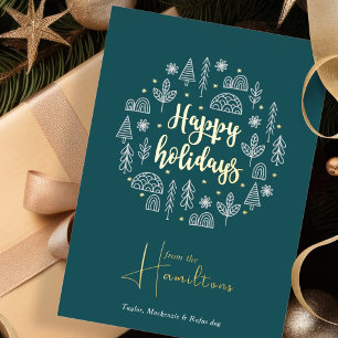 Carte De Vœux En Aluminium Scandinave Nordique Joyeuses Fêtes Personnalisé
