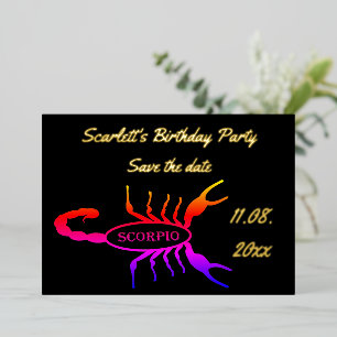 Carte De Vœux En Aluminium Scorpio Black Scorpion Star Sign Custom Anniversai