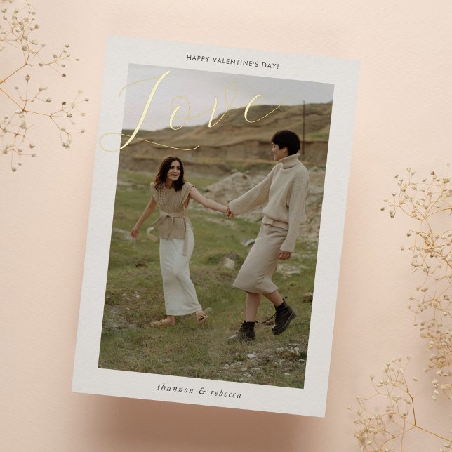 Carte De Vœux En Aluminium Script d'amour minimal moderne Photo Valentine's (Créateur téléchargé)