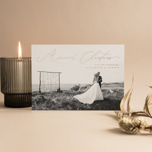 Carte De Vœux En Aluminium Script de calligraphie de Noël marié (Créateur téléchargé)