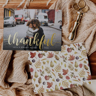 Carte De Vœux En Aluminium Script de remerciement   Photo Thanksgiving