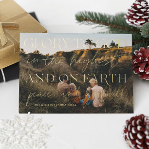 Carte De Vœux En Aluminium Script Gold Gloire à Dieu Photo de Noël