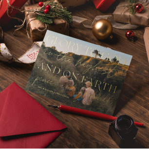 Carte De Vœux En Aluminium Script Gold Gloire à Dieu Photo de Noël