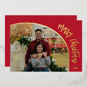 Carte De Vœux En Aluminium Script Joyeux Noël en Or