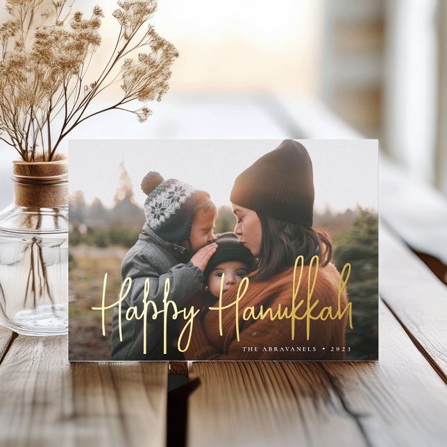 Carte De Vœux En Aluminium Script manuscrit - Hanoukka photo complète (Créateur téléchargé)