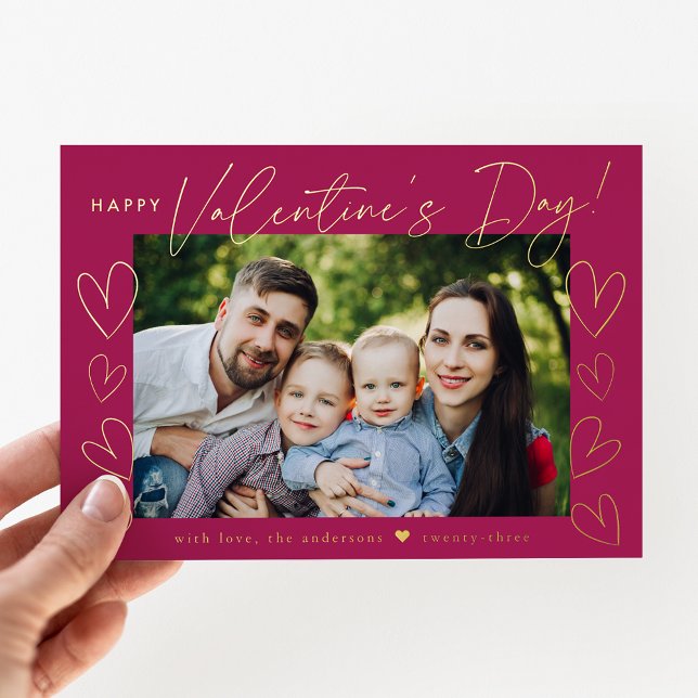 Carte De Vœux En Aluminium Script moderne Fuchsia Saint-Valentin Photo (Créateur téléchargé)