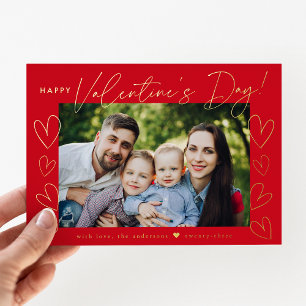 Carte De Vœux En Aluminium Script moderne Red Valentine's Day Photo