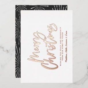 Carte De Vœux En Aluminium script noir et blanc joyeux Noël non photo