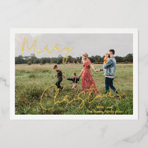 Carte De Vœux En Aluminium Script rustique Photo moderne Noël