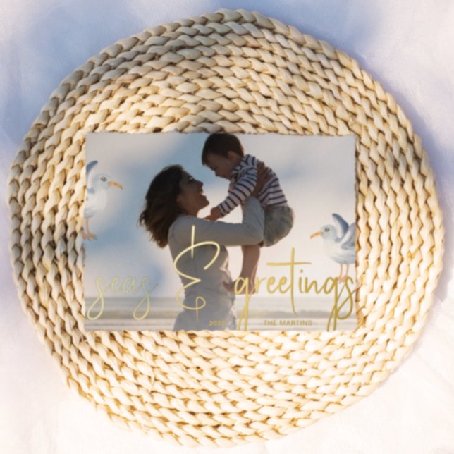 Carte De Vœux En Aluminium Seas et salutations Plage Thème Photo Sable (Créateur téléchargé)