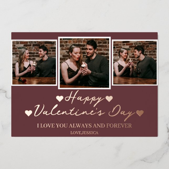Carte De Vœux En Aluminium Simple Elegant Love valentine's day Couple photo (Recto)