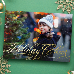 Carte De Vœux En Aluminium Simple élégant script une famille de photos acclam