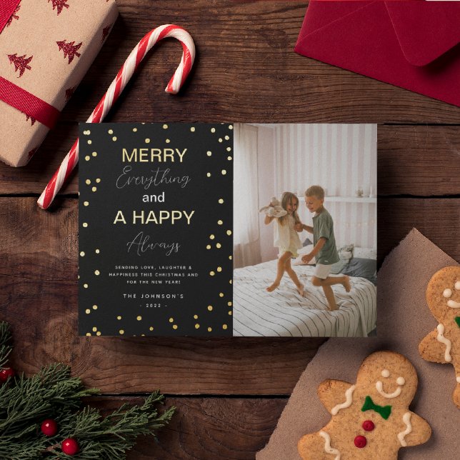 Carte De Vœux En Aluminium Simple ‘Joyeux tout’ Photo Christmas Gold (Créateur téléchargé)