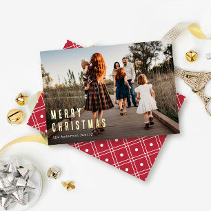 Carte De Vœux En Aluminium Simple moderne Joyeux Noël Famille Photo
