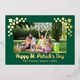 Carte De Vœux En Aluminium Simple photo de famille de la Saint-Patrick avec t