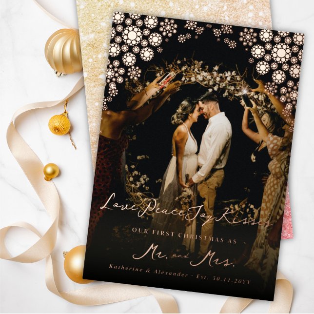 Carte De Vœux En Aluminium Snowflakes Love Peace Joy Kisses Mariage photo (Créateur téléchargé)