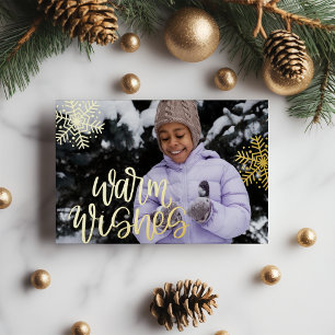 Carte De Vœux En Aluminium Snowflakes Warm Warm Photo Foil