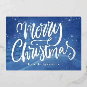 Carte De Vœux En Aluminium SnowWinter Joyeux Noël Argent