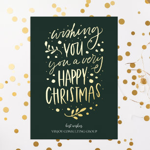 Carte De Vœux En Aluminium Souhaitez-vous Joyeux Noël Green Gold Business