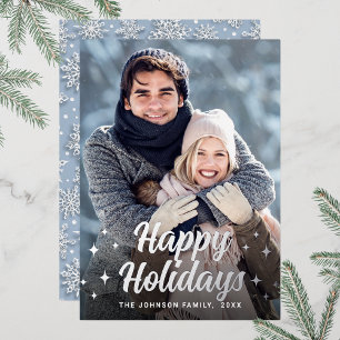 Carte De Vœux En Aluminium Sparkel Christmas PHOTO Greeting Silver