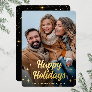 Carte De Vœux En Aluminium Sparkel Noël PHOTO Salutation or