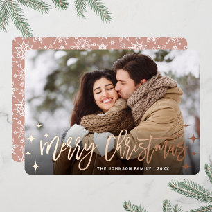 Carte De Vœux En Aluminium Sparkel Noël PHOTO Salutation Rose Gold