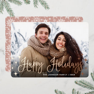 Carte De Vœux En Aluminium Sparkel Noël PHOTO Salutation Rose Gold