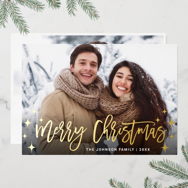 Carte De Vœux En Aluminium Sparkle Christmas 2 PHOTO Greeting Gold (Créateur téléchargé)