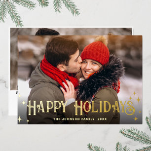 Carte De Vœux En Aluminium Sparkle Joyeux Noël 2 PHOTO Salutation or
