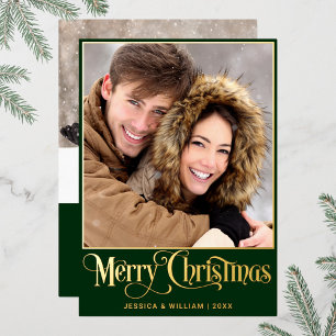 Carte De Vœux En Aluminium Sparkle Joyeux Noël 2 PHOTO Salutation or