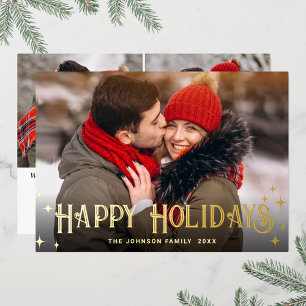 Carte De Vœux En Aluminium Sparkle Joyeux Noël 3 PHOTO Salutation Gold