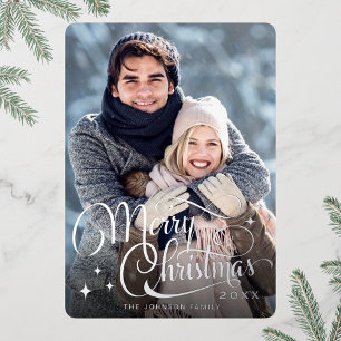 Carte De Vœux En Aluminium Sparkt Joyeux Noël PHOTO Salutation Argent