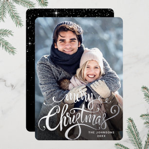 Carte De Vœux En Aluminium Sparkt Joyeux Noël PHOTO Salutation Argent