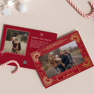 Carte De Vœux En Aluminium Star Art Deco Photo Happy Holiday
