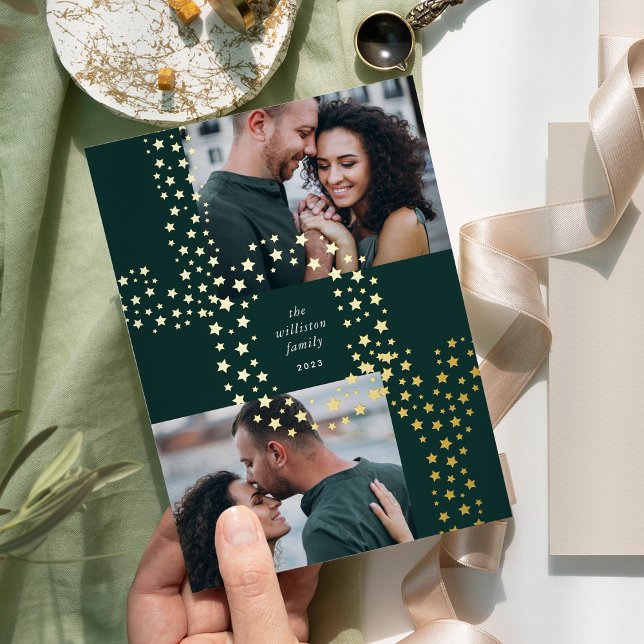 Carte De Vœux En Aluminium Starry Joy | Deux photos Gold (Créateur téléchargé)
