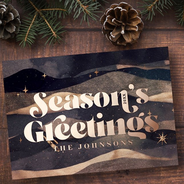 Carte De Vœux En Aluminium Starry Night Winter Sky Moderne Élégant Chic (Créateur téléchargé)