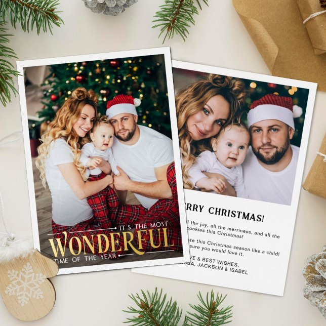 Carte De Vœux En Aluminium Temps merveilleux 2 photo fun Noël (Créateur téléchargé)