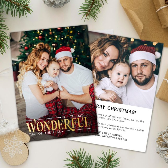 Carte De Vœux En Aluminium Temps merveilleux 2 photo fun Noël (Créateur téléchargé)