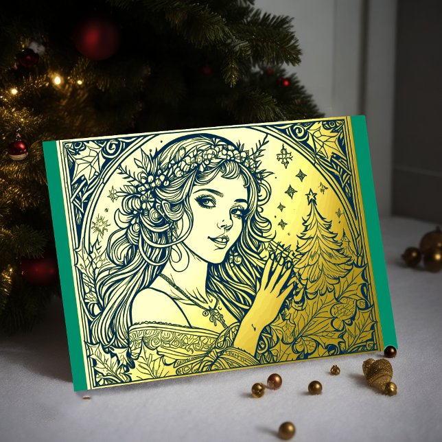 Carte De Vœux En Aluminium Tes couleurs Foil femme Noël (Créateur téléchargé)
