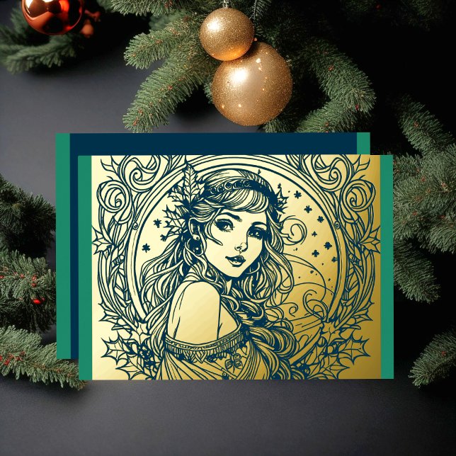 Carte De Vœux En Aluminium Tes couleurs Foil femme Noël (Créateur téléchargé)