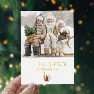 Carte De Vœux En Aluminium Tis The Season Festive Photo Modern Christmas Gold