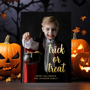 Carte De Vœux En Aluminium Tricoter Ou Traiter Halloween Photo Gold