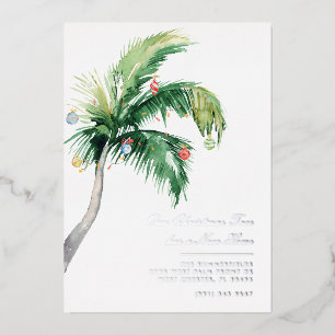Carte De Vœux En Aluminium Tropical Christmas Palm Tropical Moving Argent